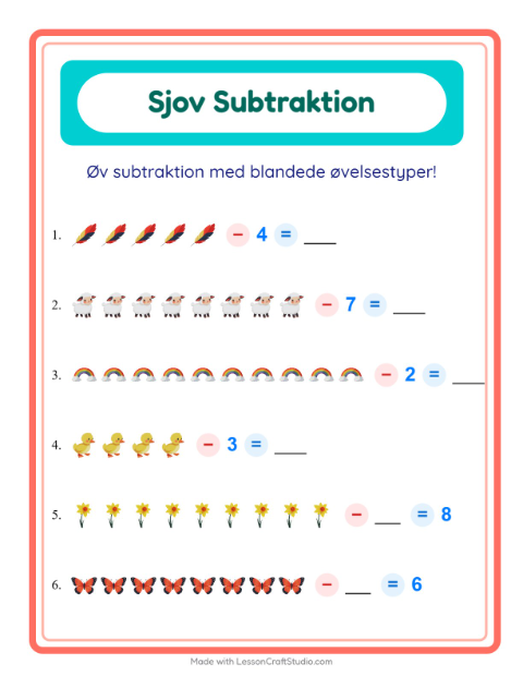 Forhåndsvisning af Subtraktion-arbejdsark med Påske til Børnehaveklasse