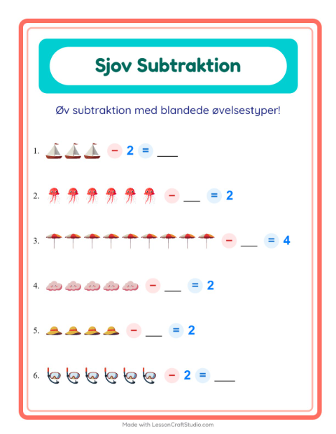 Minusopgaver – Strand