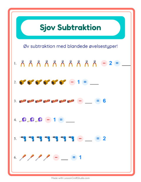 Minusopgaver – Værktøj