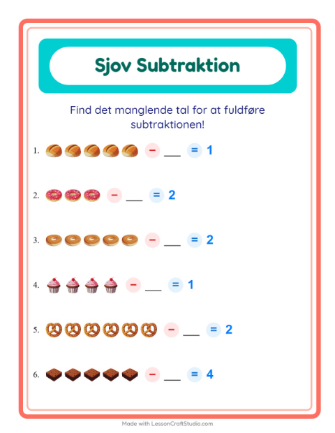 Minusopgaver – Bageri