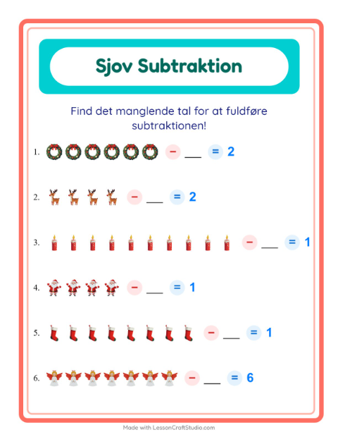 Minusopgaver – Jul