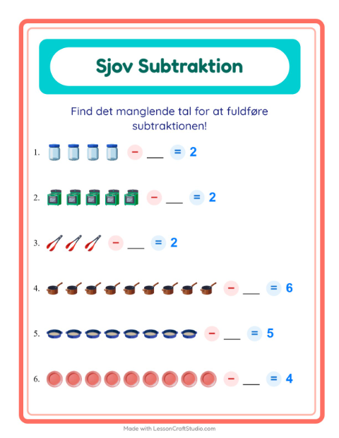 Minusopgaver – Køkkenredskaber
