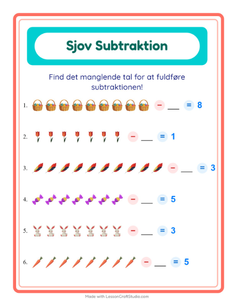 Minusopgaver – Påske