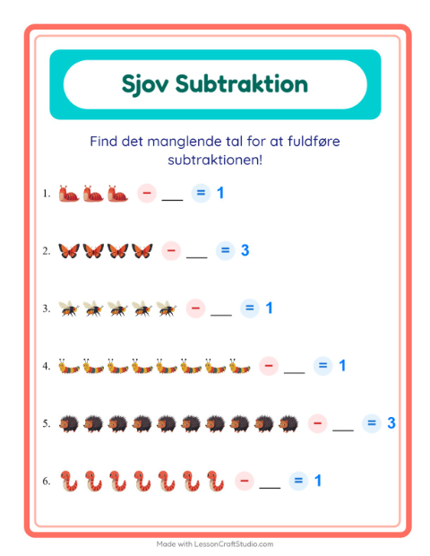 Minusopgaver – Skovdyr