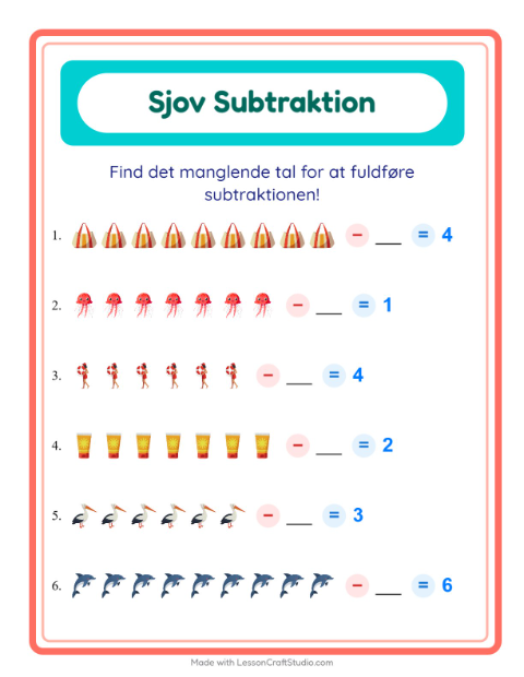Minusopgaver – Strand
