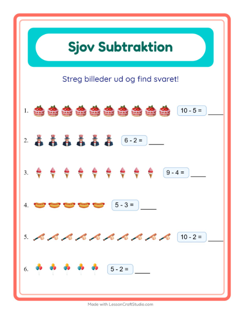 Forhåndsvisning af Subtraktion-arbejdsark med 4. juli til Børnehaveklasse