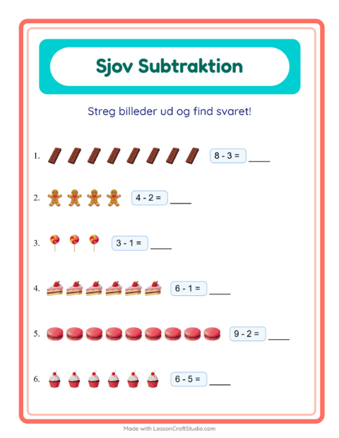 Minusopgaver – Desserter og slik