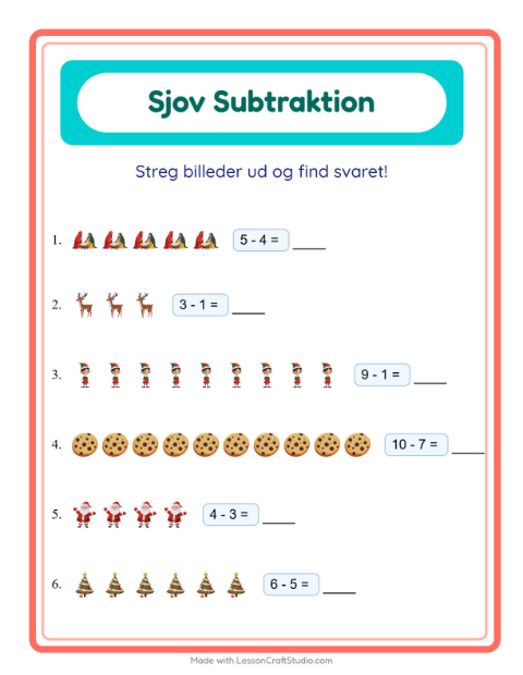 Minusopgaver – Jul