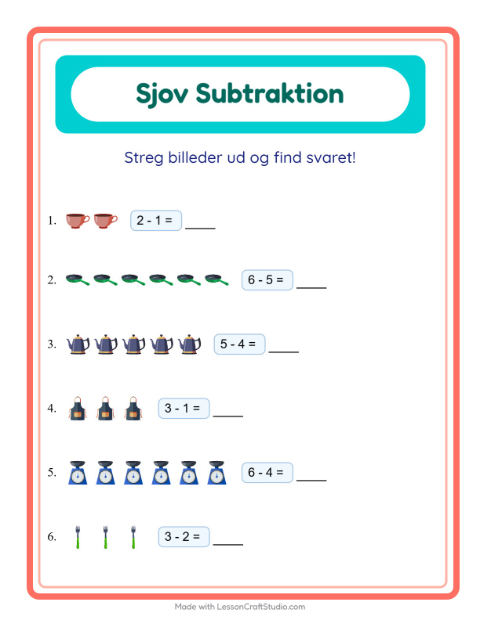 Minusopgaver – Køkkenredskaber