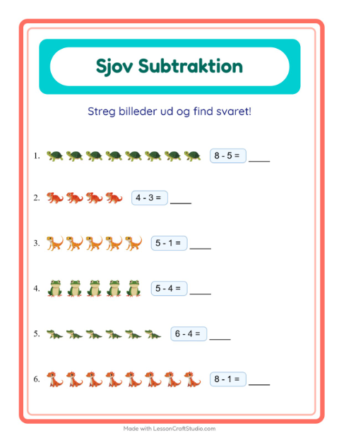 Minusopgaver – Krybdyr og padder