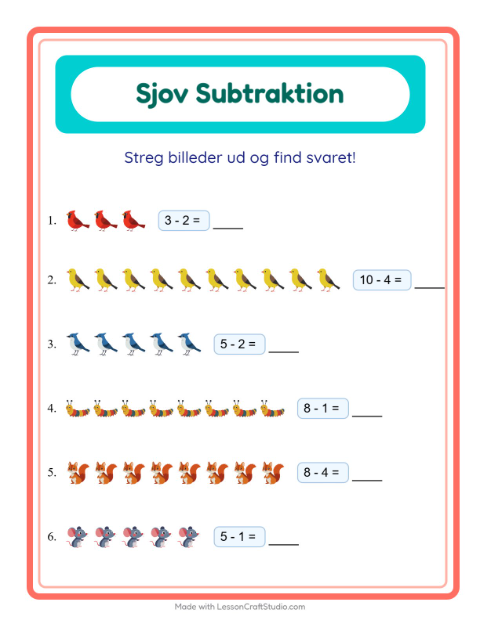 Minusopgaver – Skovdyr