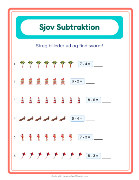 Minusopgaver – Strand