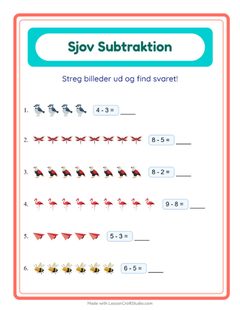 Minusopgaver – Ting der flyver