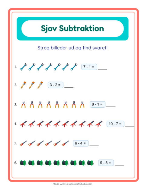 Minusopgaver – Værktøj