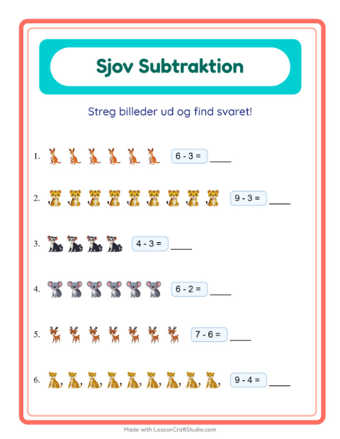 Minusopgaver – Zoodyr