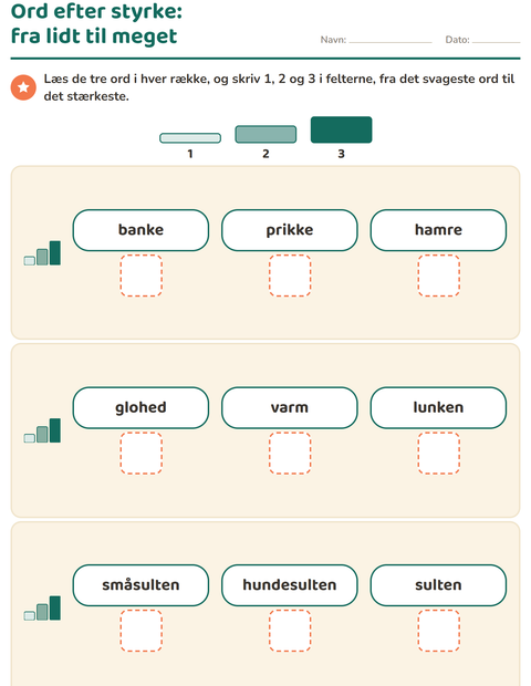 Forhåndsvisning af Synonymer-arbejdsark til 1. klasse