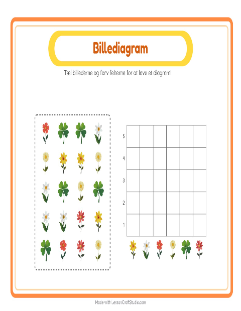 Forhåndsvisning af Tæl I Diagram-arbejdsark med Blomster til Børnehaveklasse