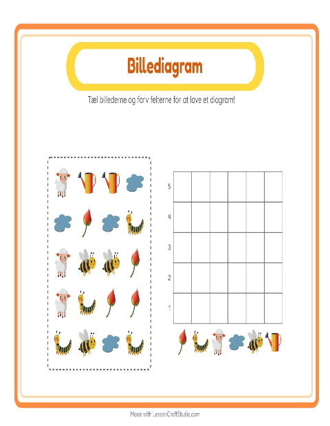 Forhåndsvisning af Tæl I Diagram-arbejdsark med Forår til Børnehaveklasse