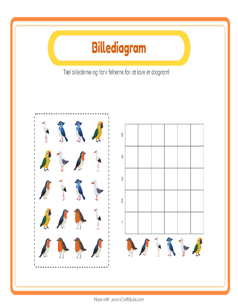 Forhåndsvisning af Tæl I Diagram-arbejdsark med Fugle 2 til Børnehaveklasse