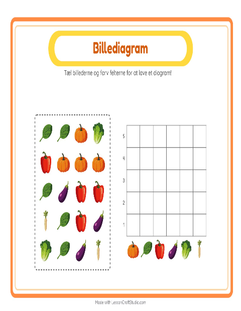 Forhåndsvisning af Tæl I Diagram-arbejdsark med Grøntsager til Børnehaveklasse