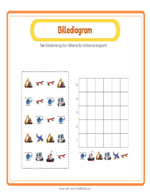 Forhåndsvisning af Søjlediagram med køretøjer – tæl og udfyld diagrammet (1. klasse)