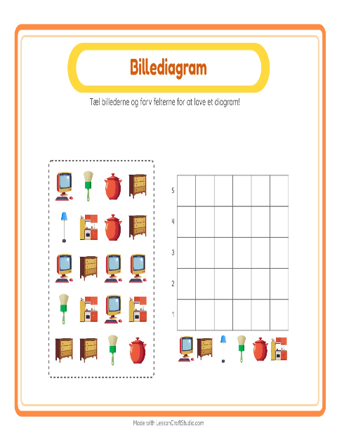 Forhåndsvisning af Søjlediagram med ting – tæl og udfyld diagrammet (1. klasse)