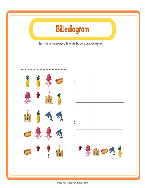 Forhåndsvisning af Tæl I Diagram-arbejdsark med Sommer til Børnehaveklasse