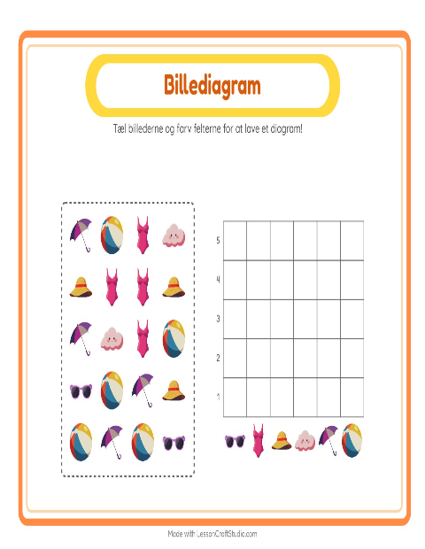 Forhåndsvisning af Søjlediagram med muslingeskaller – tæl og udfyld diagrammet (1. klasse)