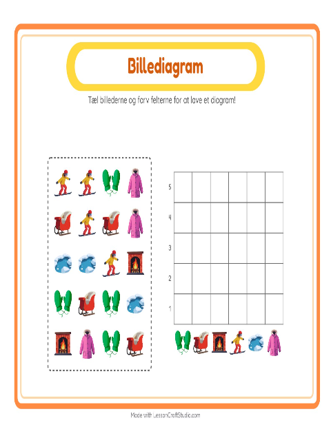 Forhåndsvisning af Tæl I Diagram-arbejdsark med Vinter til Børnehaveklasse