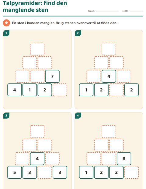 Talpyramider – find den sten, der mangler i bunden – 1. klasse