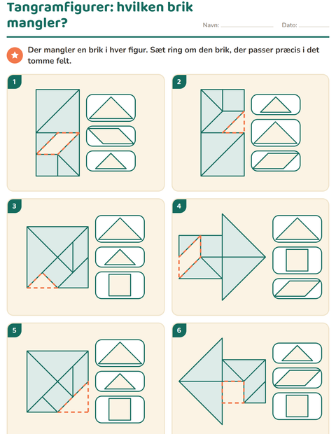 Forhåndsvisning af Tangram-arbejdsark til 1. klasse