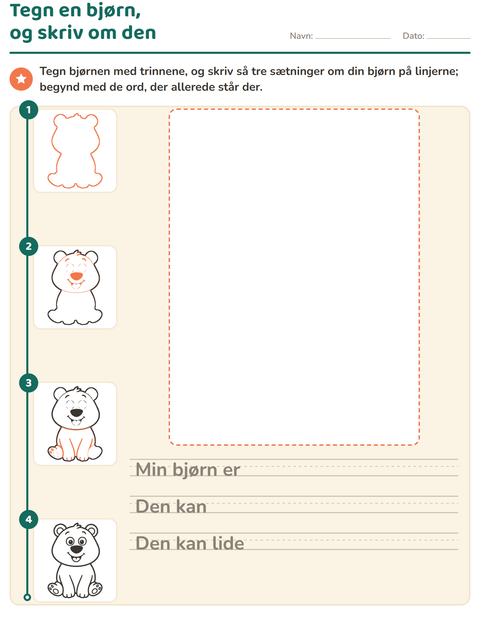 Forhåndsvisning af Tegn en bjørn, og skriv om den