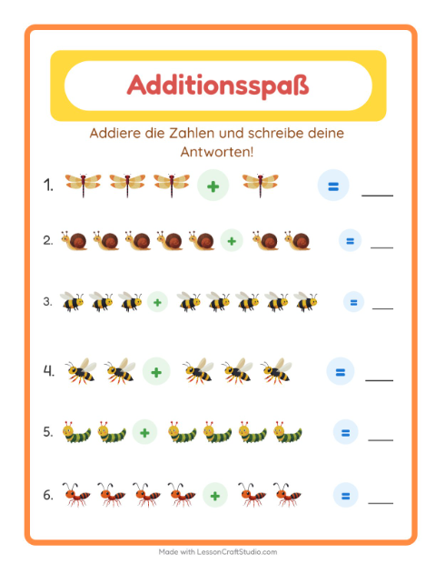 Addition – Insekten und Käfer