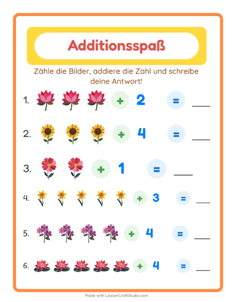 Addition – Blumen