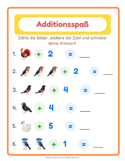 Addition – Vögel 2