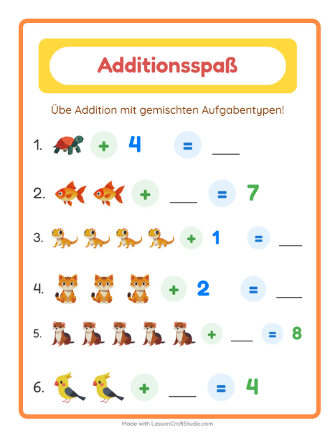 Addition – Haustiere