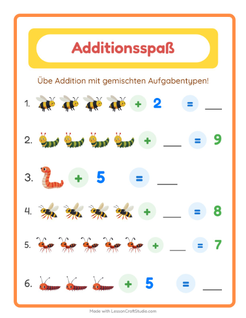 Addition – Insekten und Käfer