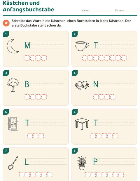 Vorschau: Bilder beschriften-Arbeitsblatt mit Haus und Natur SW für 1. Klasse