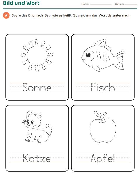 Vorschau: Bild nachspuren, Namen sagen, Wort nachspuren – Klasse 1