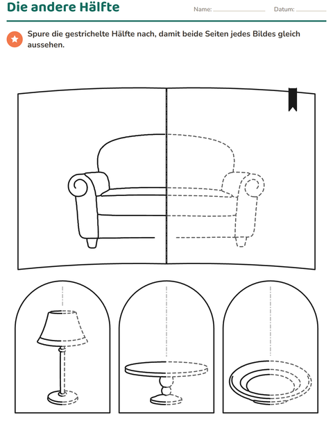 Vorschau: Bilder nachspuren-Arbeitsblatt für 1. Klasse
