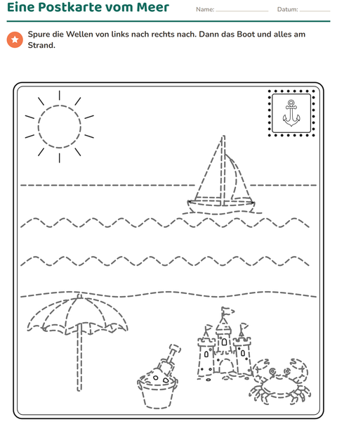 Vorschau: Sommer am Meer: Wellen, Boot und Strand nachspuren