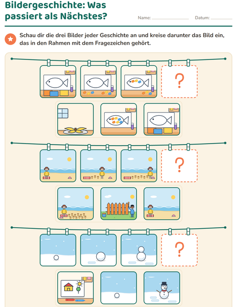 Vorschau: Bildergeschichten-Arbeitsblatt für 1. Klasse