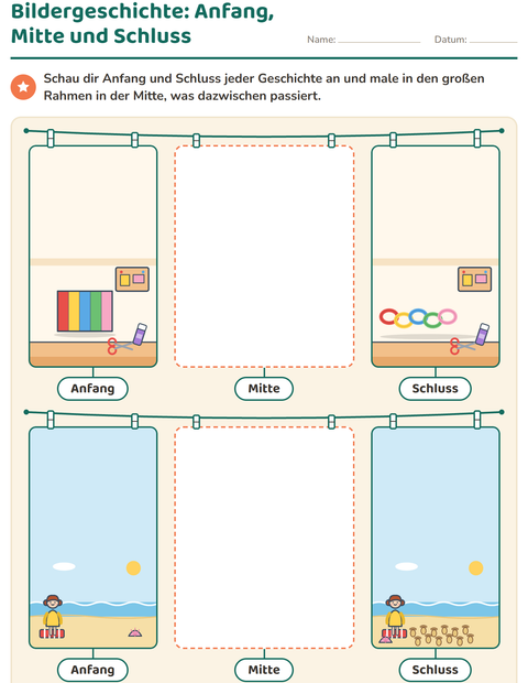 Vorschau: Bildergeschichten-Arbeitsblatt für 1. Klasse