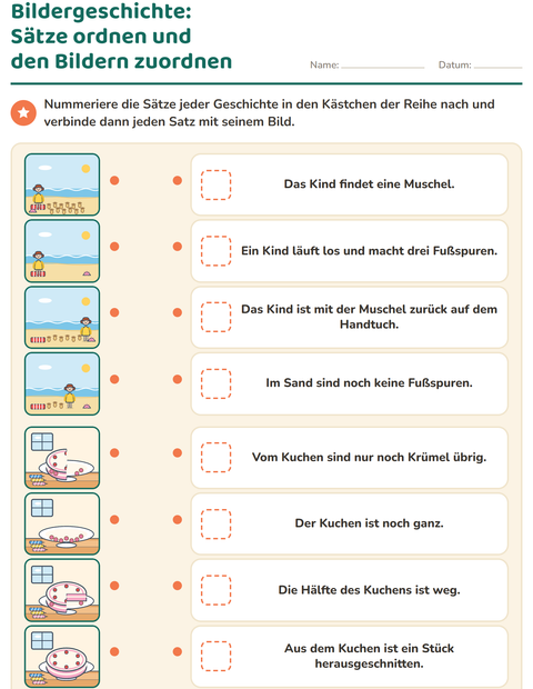 Vorschau: Bildergeschichten-Arbeitsblatt für 1. Klasse
