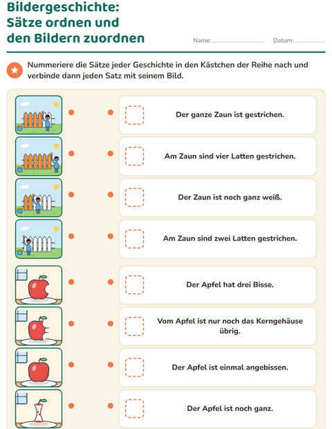 Vorschau: Bildergeschichten-Arbeitsblatt für 1. Klasse