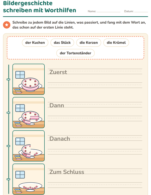 Vorschau: Bildergeschichten-Arbeitsblatt für 2. Klasse