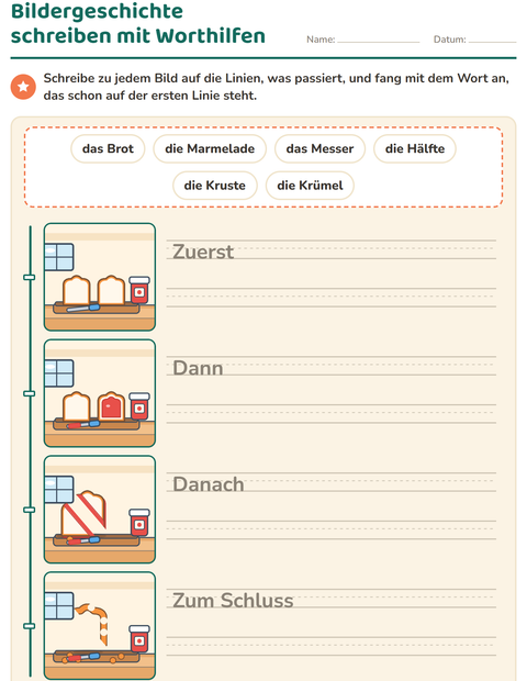 Vorschau: Bildergeschichten-Arbeitsblatt für 2. Klasse