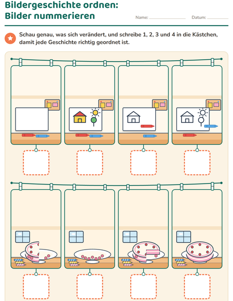 Vorschau: Bildergeschichten-Arbeitsblatt für Kindergarten
