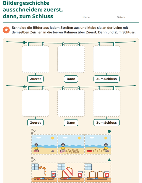 Vorschau: Bildergeschichten-Arbeitsblatt für Kindergarten