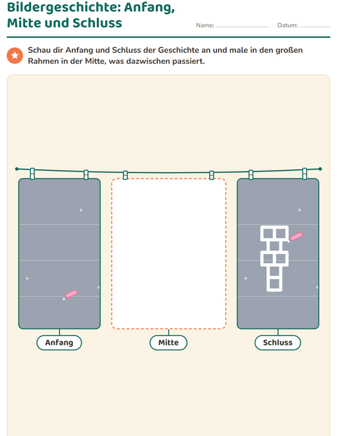 Vorschau: Bildergeschichten-Arbeitsblatt für 1. Klasse